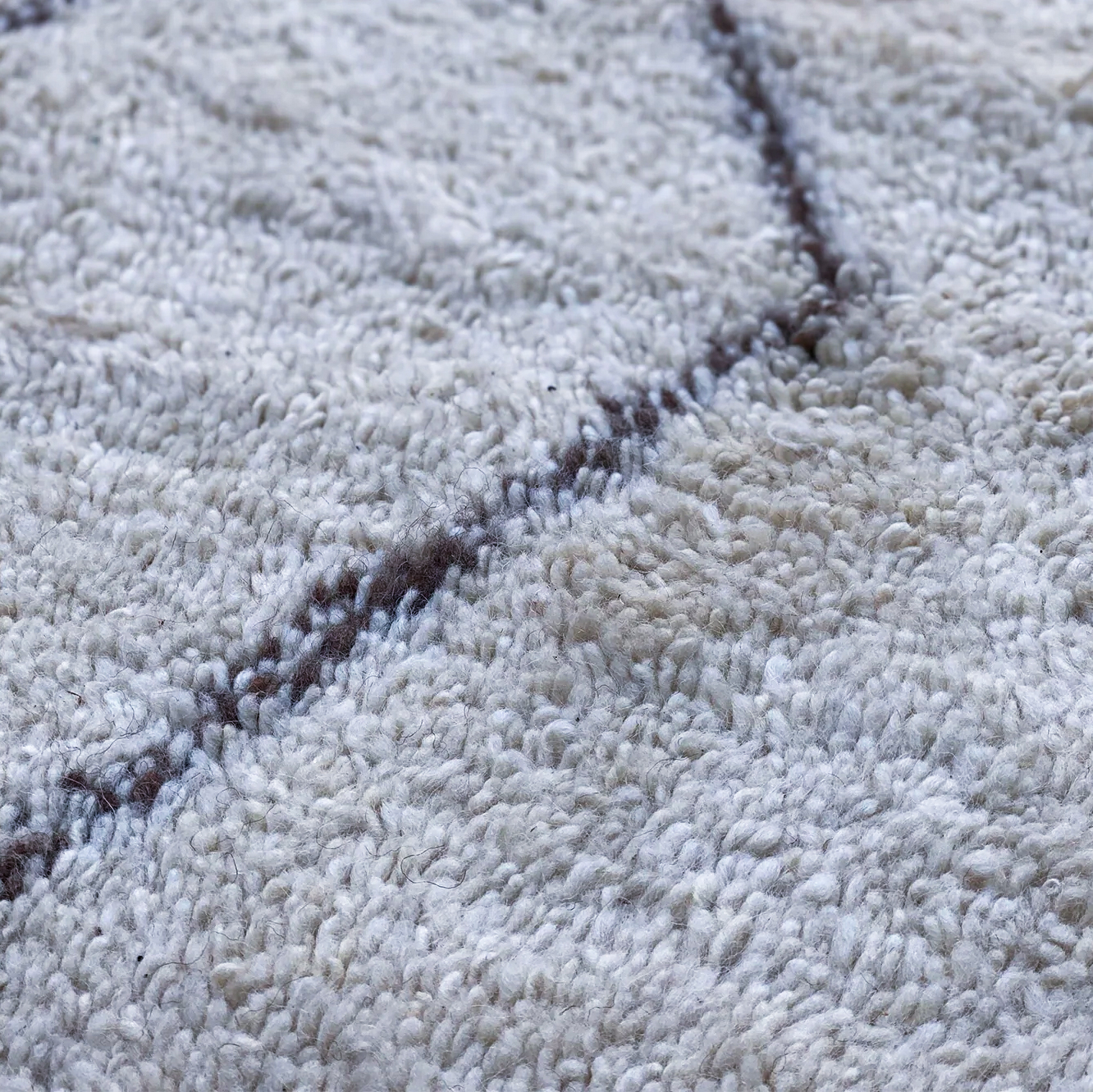 Moroccan custom rug from Beni Ourain, Wool and Thread, White