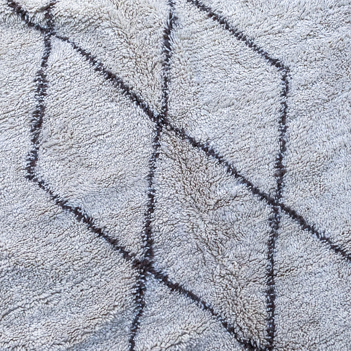 Moroccan custom rug from Beni Ourain, Wool and Thread, White