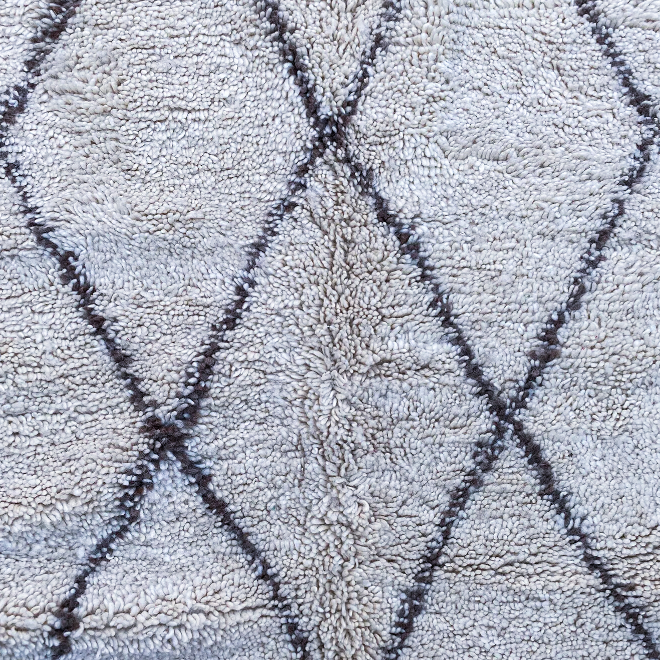 Moroccan custom rug from Beni Ourain, Wool and Thread, White