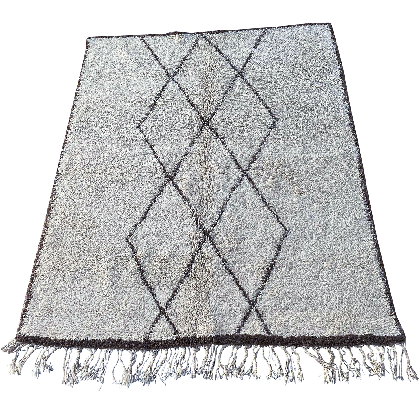 Moroccan custom rug from Beni Ourain, Wool and Thread, White