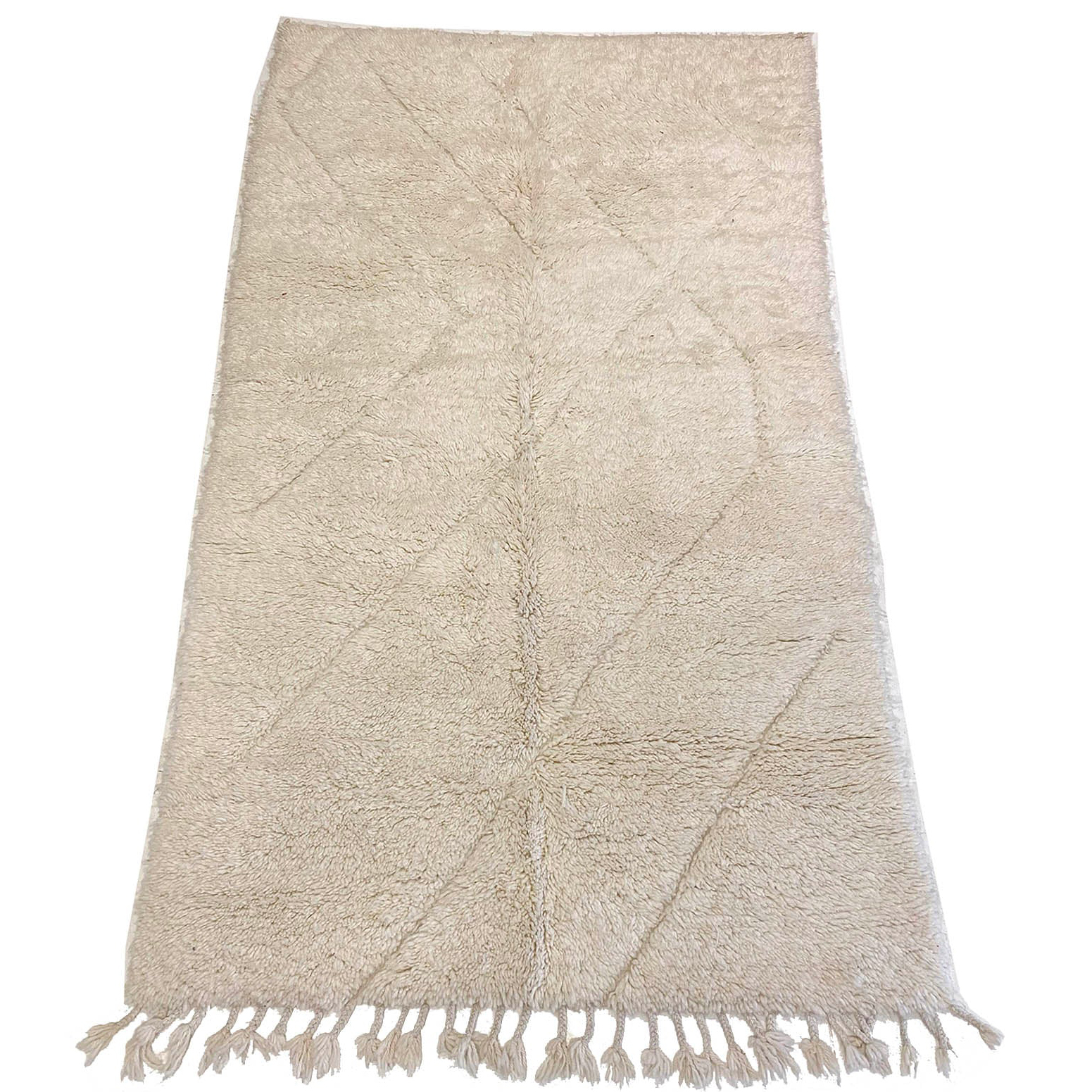 Moroccan custom rug from Beni Ourain, Wool and Thread, Off-white