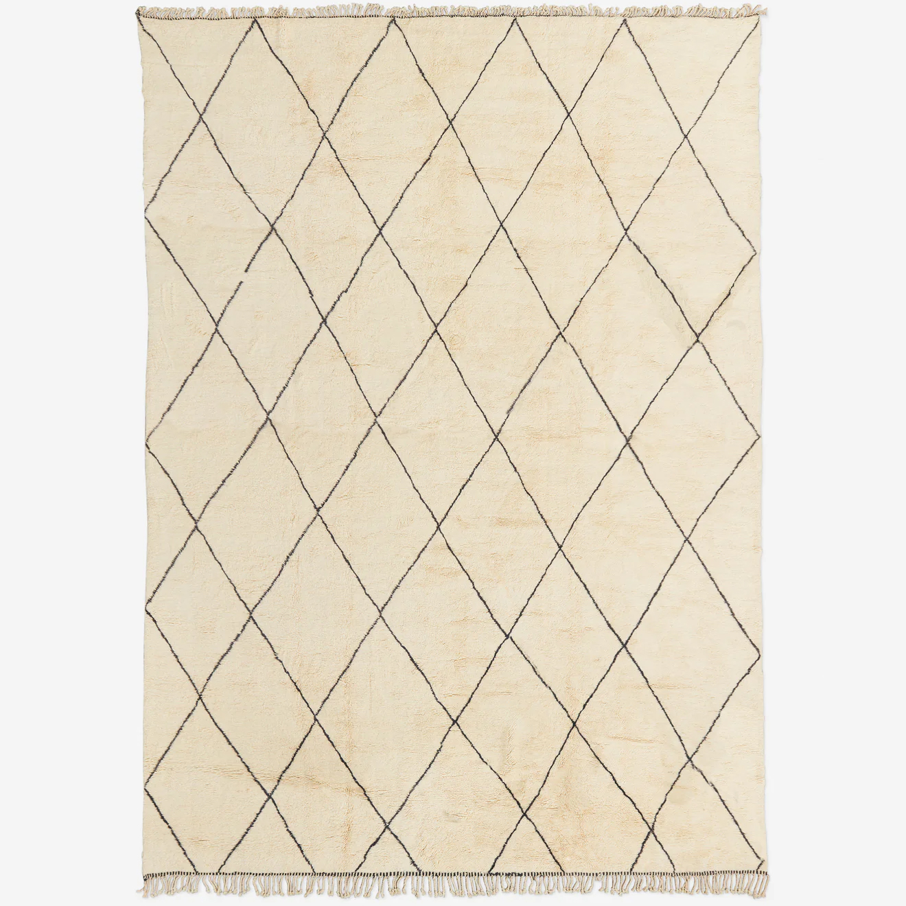 Moroccan custom rug from Beni Ourain, Wool and Thread, White