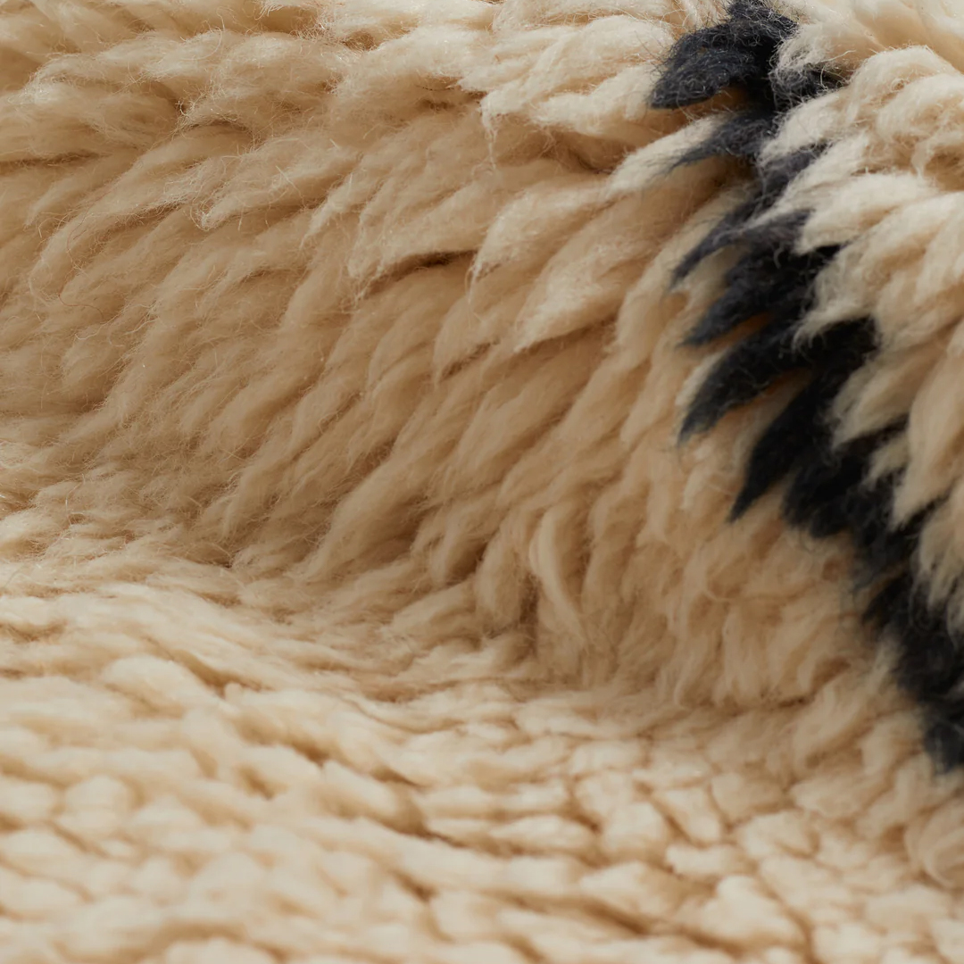 Moroccan custom rug from Beni Ourain, Wool and Thread, White