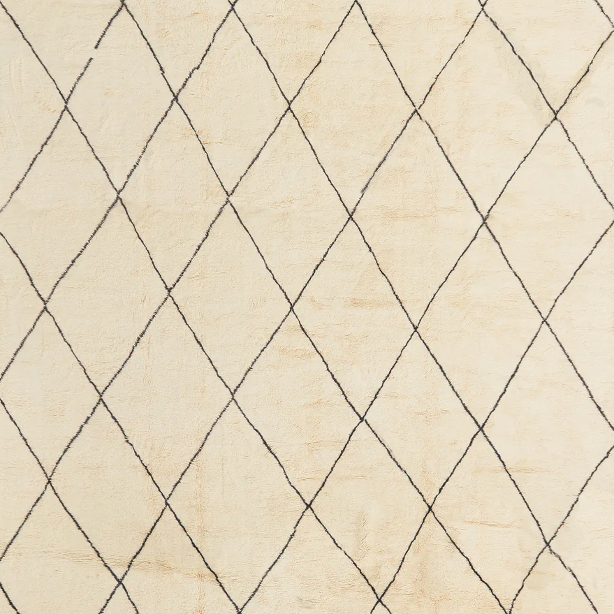 Moroccan custom rug from Beni Ourain, Wool and Thread, White