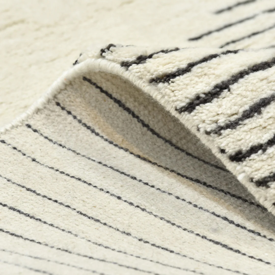 Moroccan custom rug from Beni Ourain, Wool and Thread, White