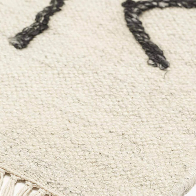 Moroccan custom rug from Beni Ourain, Wool and Thread, White