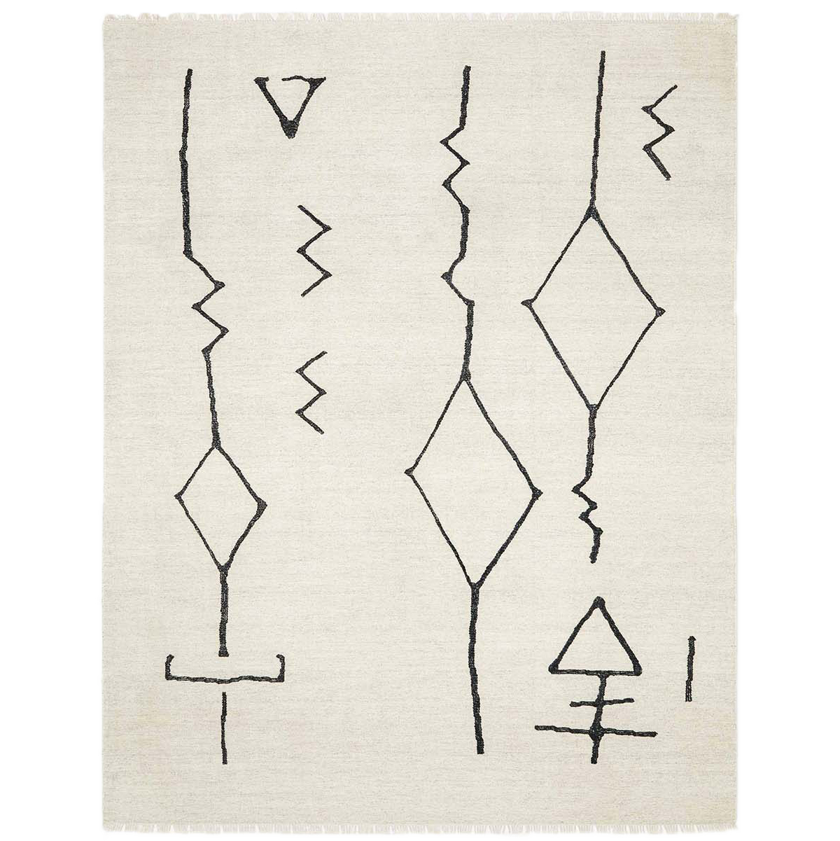 Moroccan custom rug from Beni Ourain, Wool and Thread, White