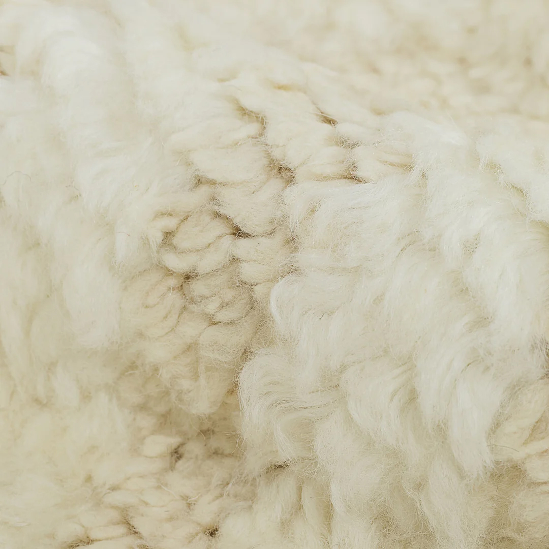 Moroccan custom rug from Beni Ourain, Wool and Thread, White