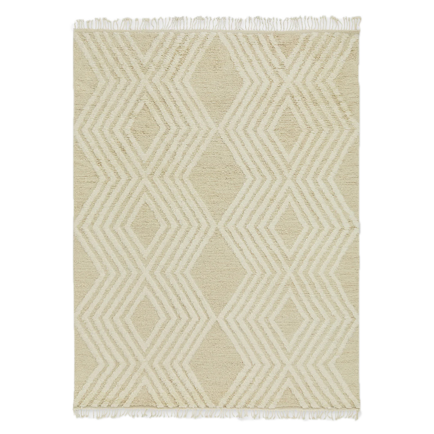 Moroccan custom rug from Beni Ourain, Wool and Thread, White