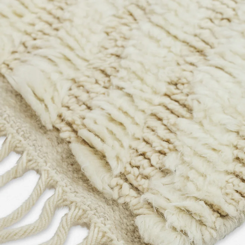 Moroccan custom rug from Beni Ourain, Wool and Thread, White