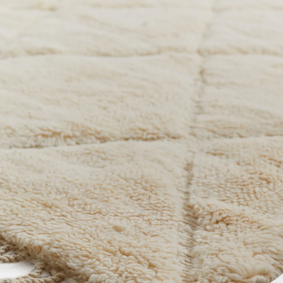 Moroccan custom rug from Beni Ourain, Wool and Thread, White