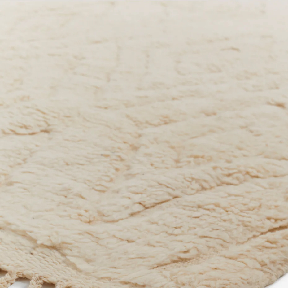 Moroccan custom rug from Beni Ourain, Wool and Thread, White