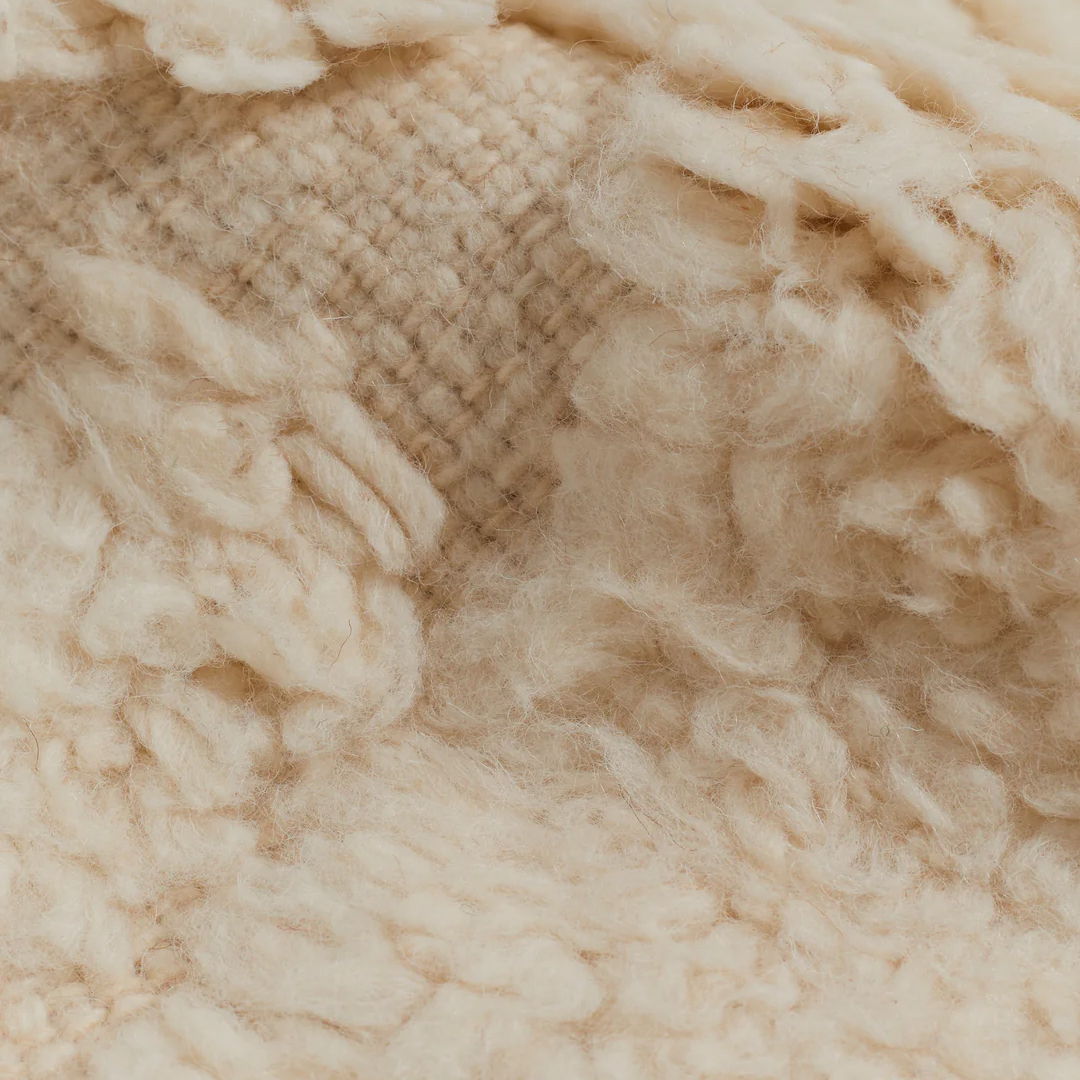 Moroccan custom rug from Beni Ourain, Wool and Thread, White