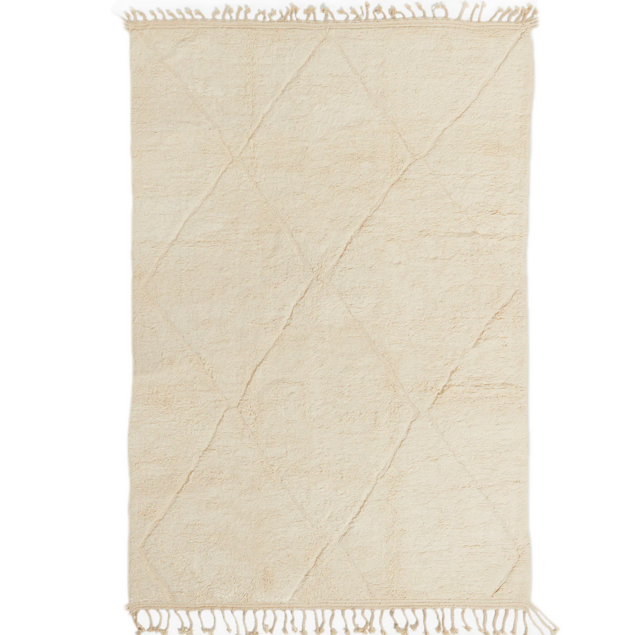 Moroccan custom rug from Beni Ourain, Wool and Thread, White
