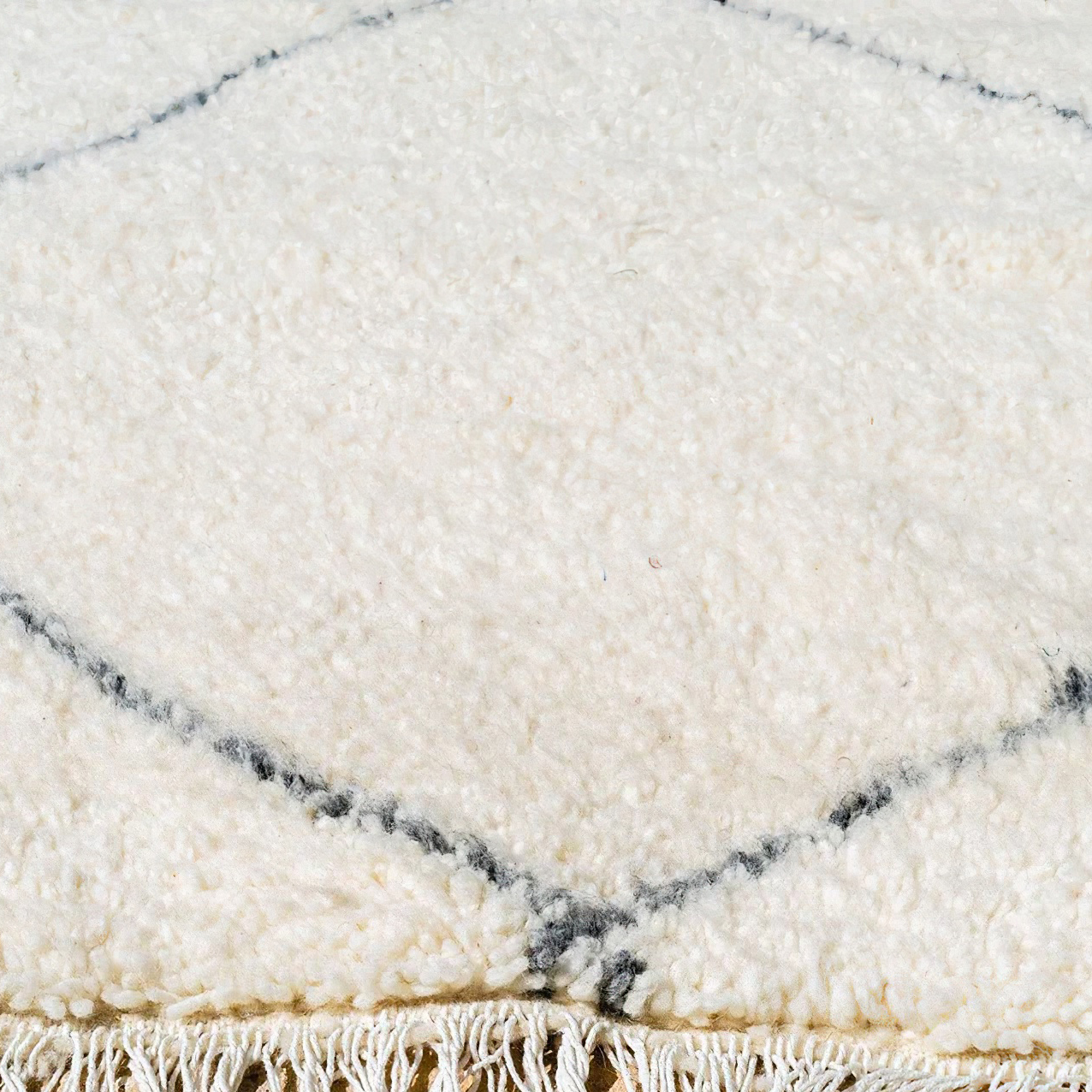 Moroccan custom rug from Beni Ourain, Wool and Thread, White