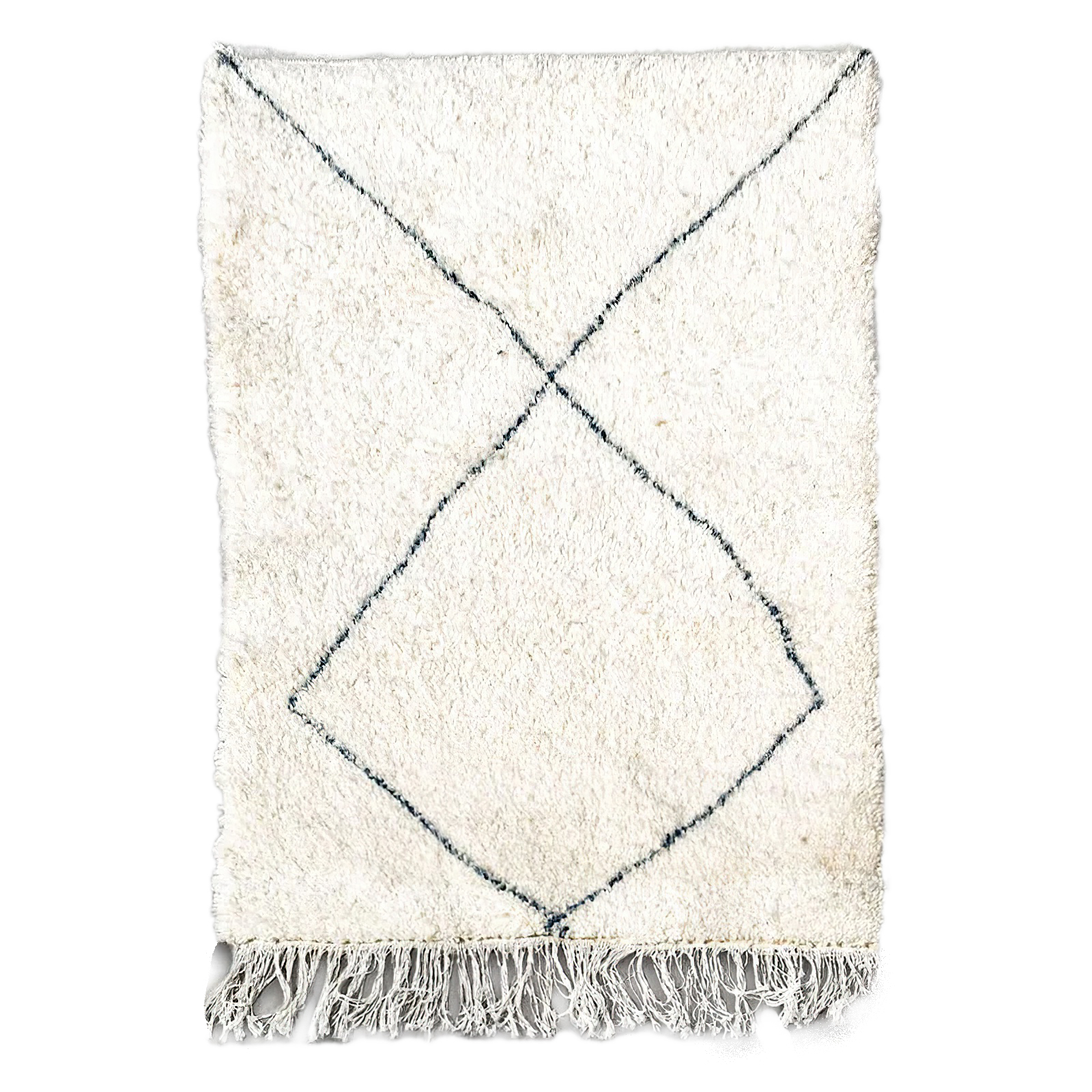 Moroccan custom rug from Beni Ourain, Wool and Thread, White