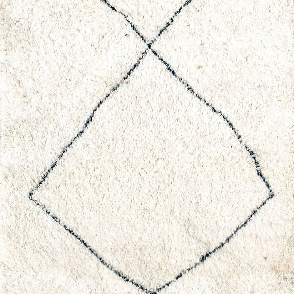 Moroccan custom rug from Beni Ourain, Wool and Thread, White