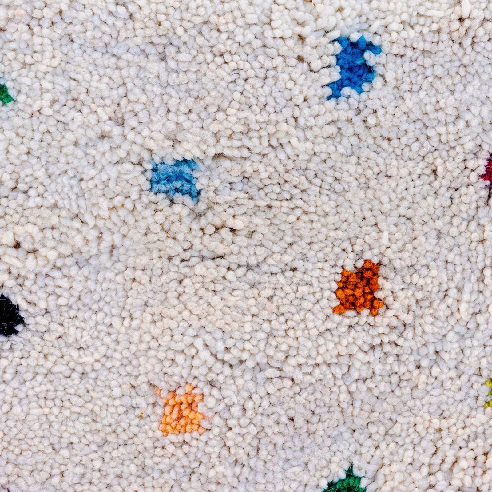 Moroccan custom rug from Beni Ourain, Wool and Thread, White