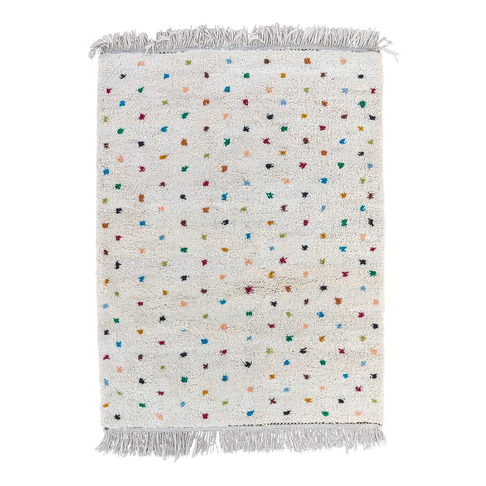 Moroccan custom rug from Beni Ourain, Wool and Thread, White