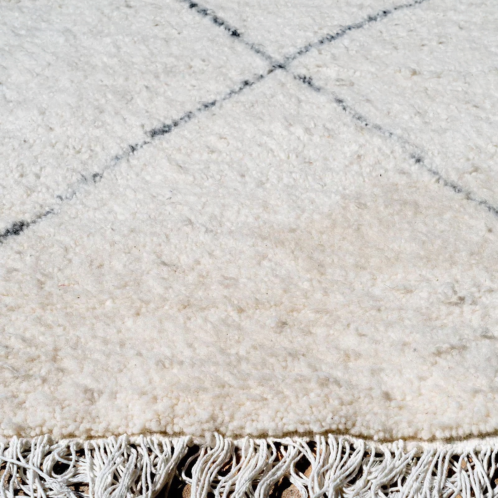 Moroccan custom rug from Beni Ourain, Wool and Thread, White