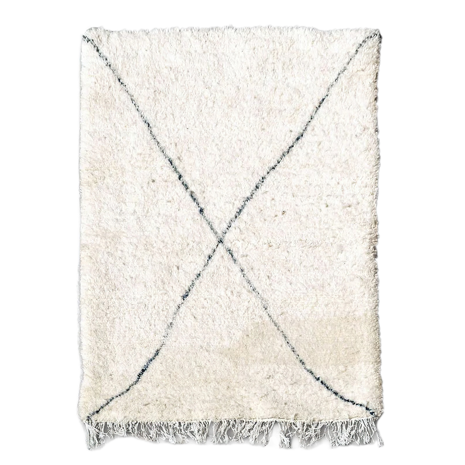 Moroccan custom rug from Beni Ourain, Wool and Thread, White