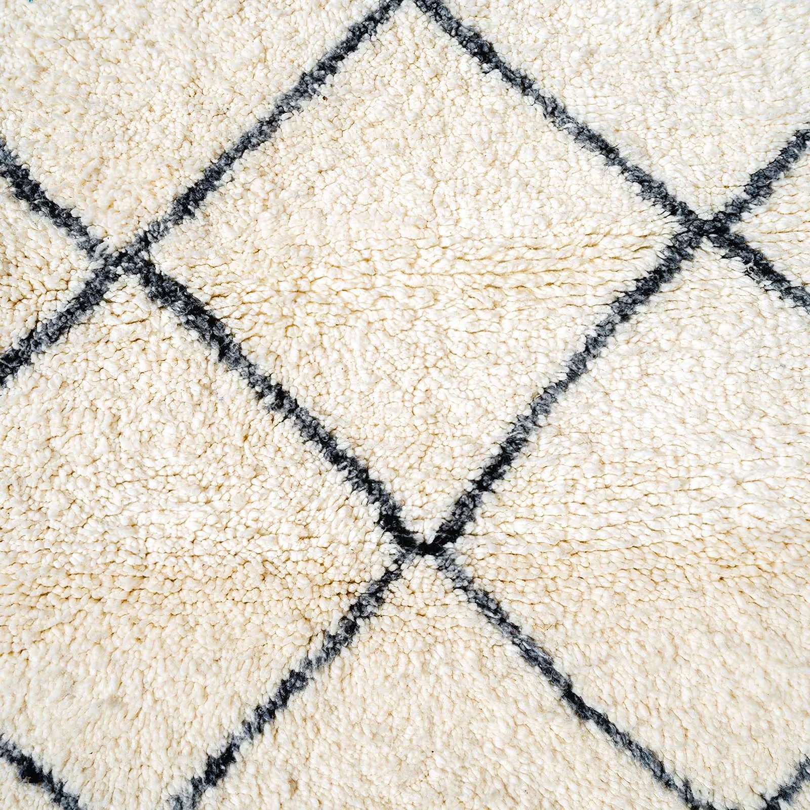 Moroccan custom rug from Beni Ourain, Wool and Thread, White