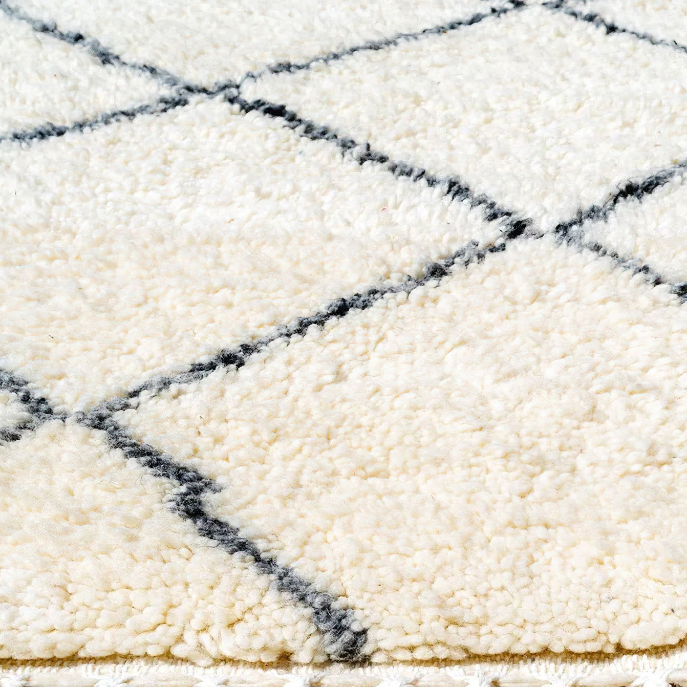 Moroccan custom rug from Beni Ourain, Wool and Thread, White