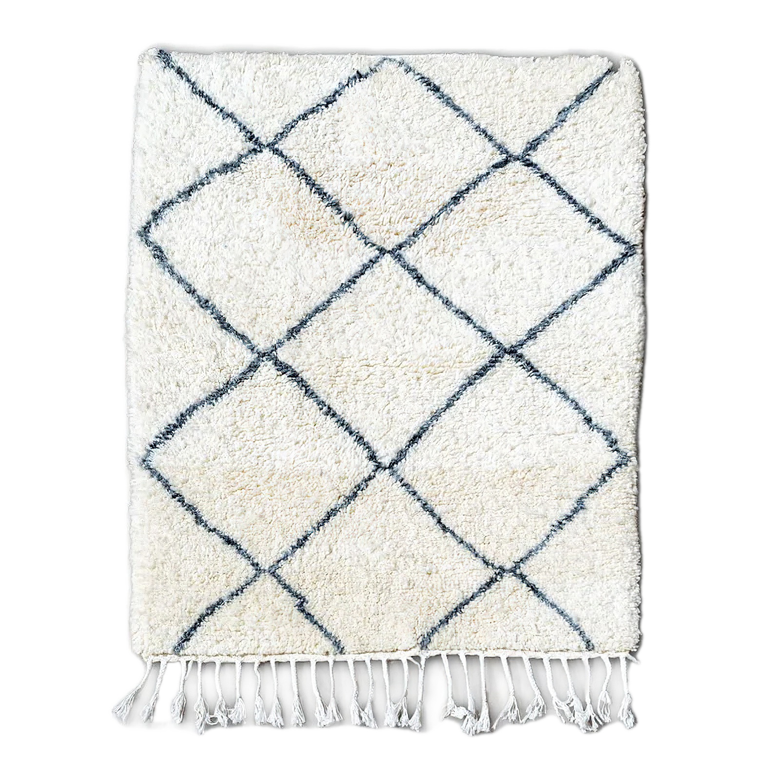 Moroccan custom rug from Beni Ourain, Wool and Thread, White