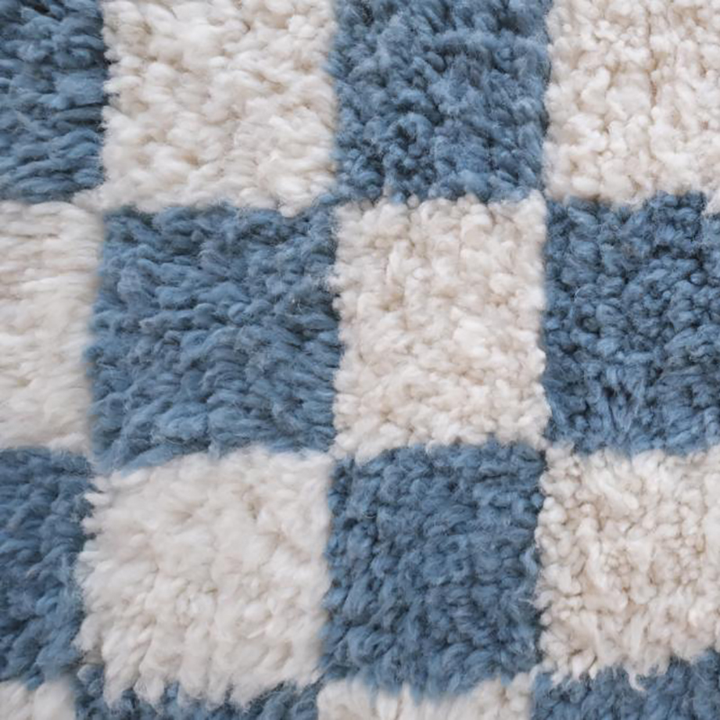 Moroccan custom rug from Beni Ourain, Wool and Thread, Blue