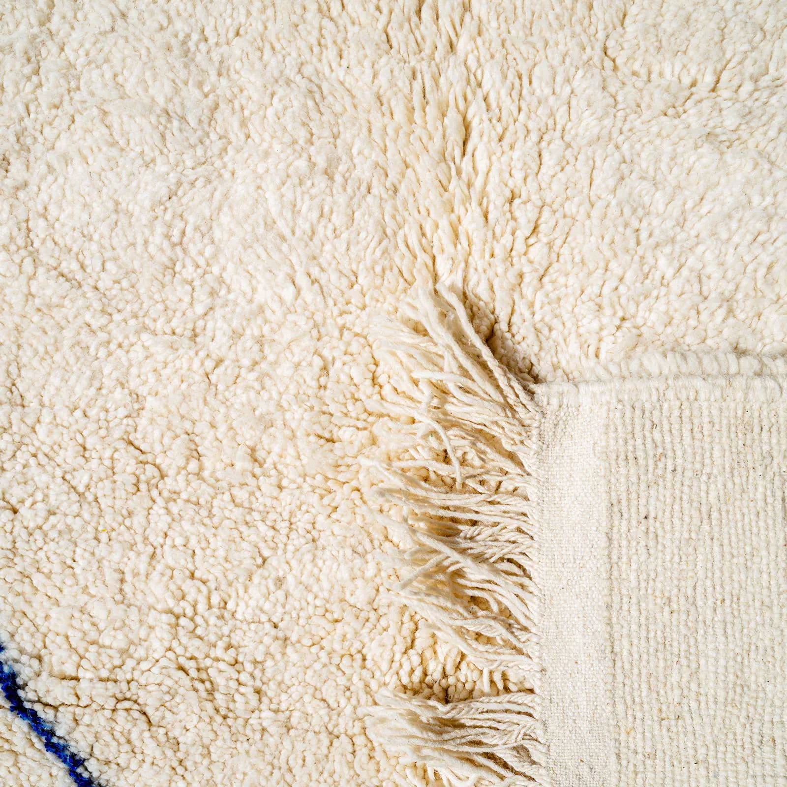 Moroccan custom rug from Beni Ourain, Wool and Thread, White