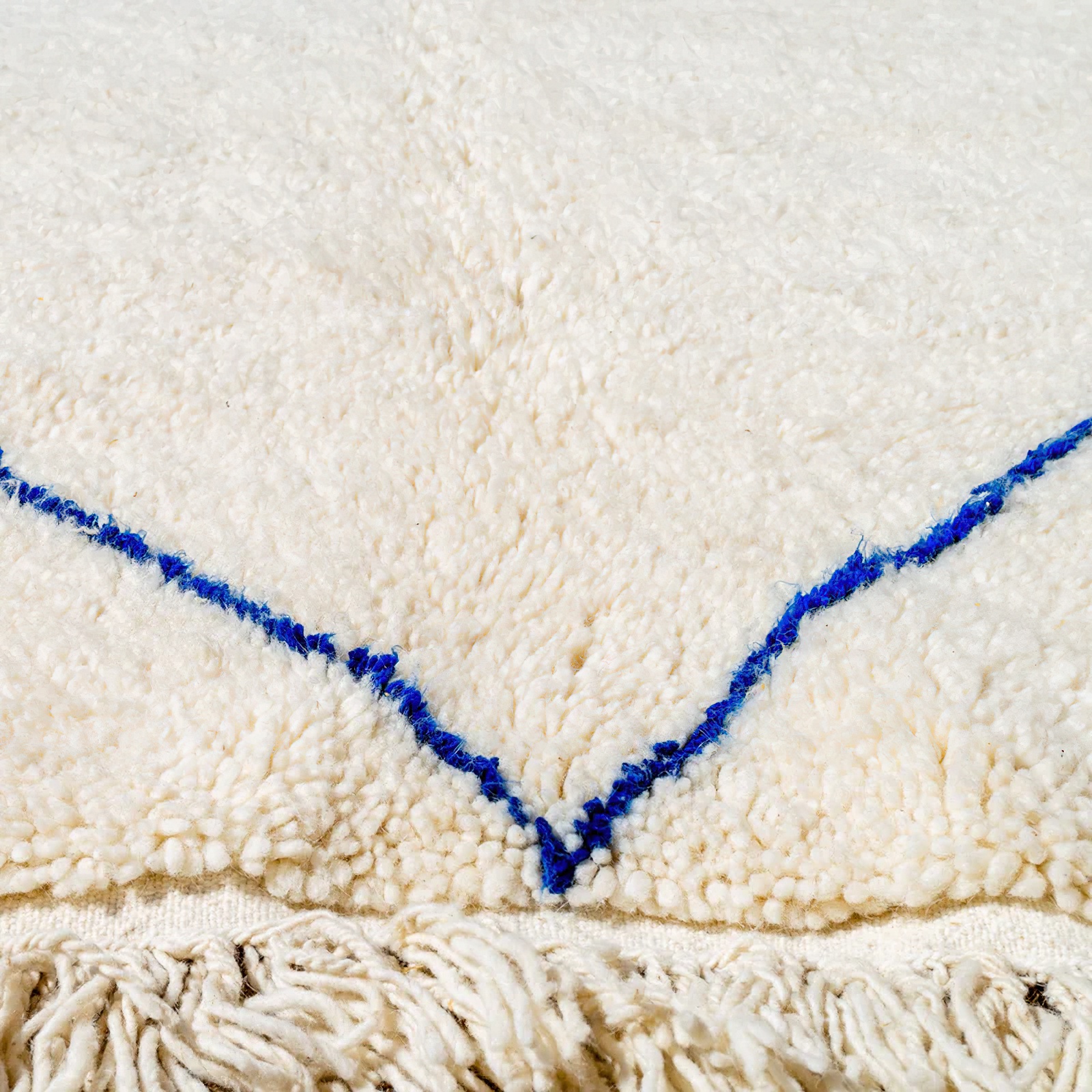 Moroccan custom rug from Beni Ourain, Wool and Thread, White