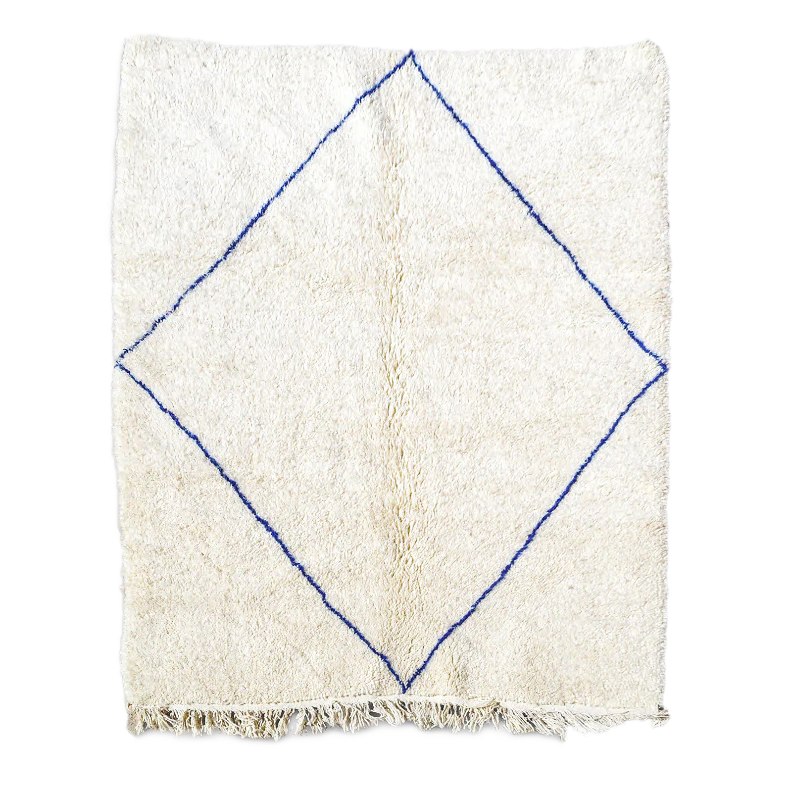 Moroccan custom rug from Beni Ourain, Wool and Thread, White