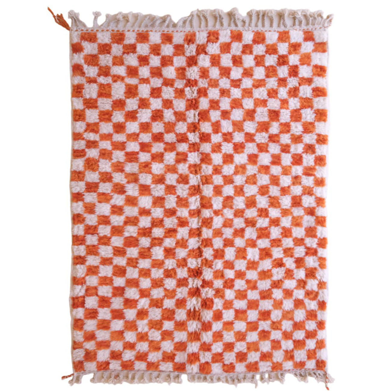 Moroccan custom rug from Beni Ourain, Wool and Thread, Orange