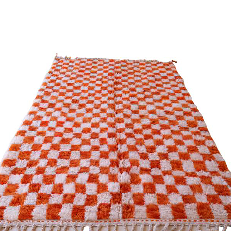 Moroccan custom rug from Beni Ourain, Wool and Thread, Orange