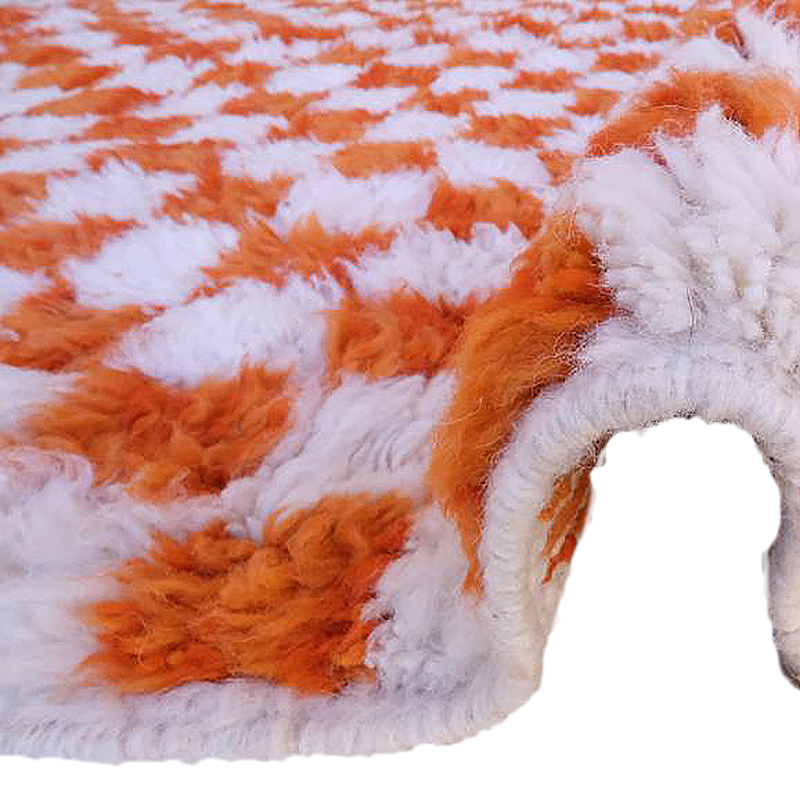 Moroccan custom rug from Beni Ourain, Wool and Thread, Orange