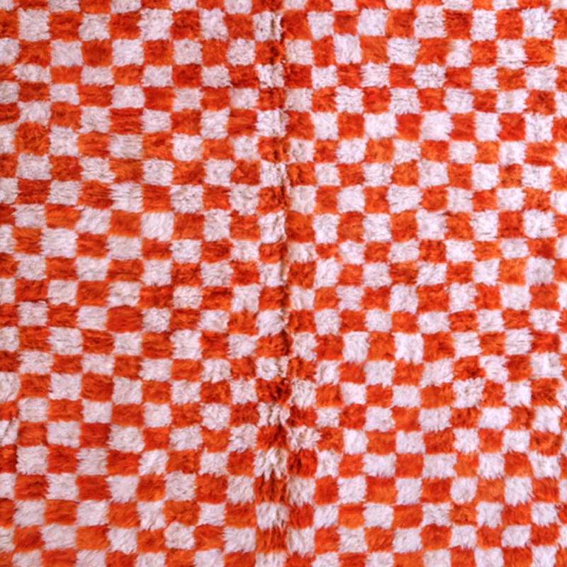 Moroccan custom rug from Beni Ourain, Wool and Thread, Orange