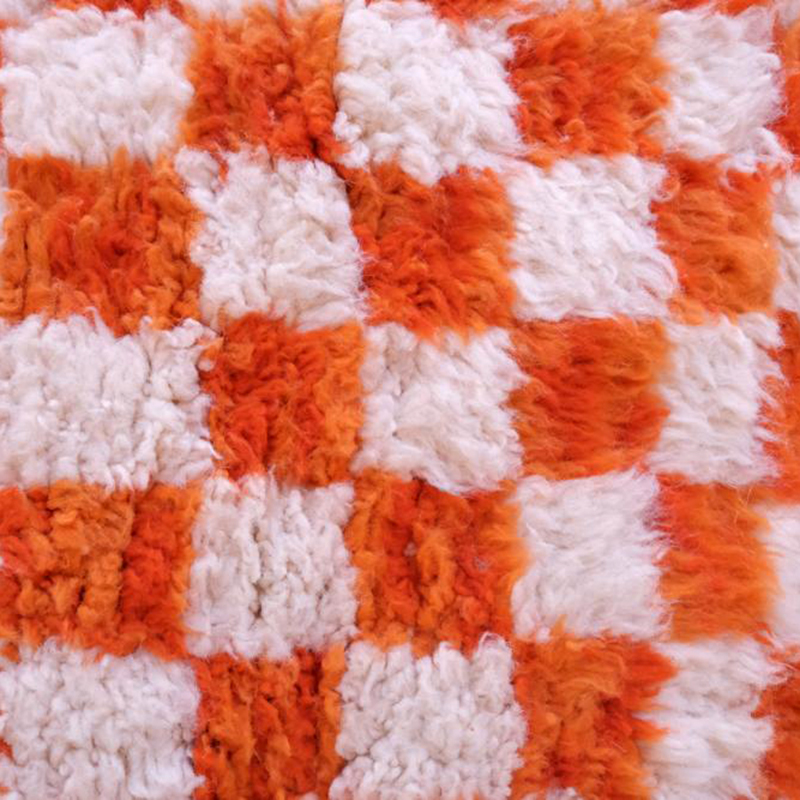 Moroccan custom rug from Beni Ourain, Wool and Thread, Orange