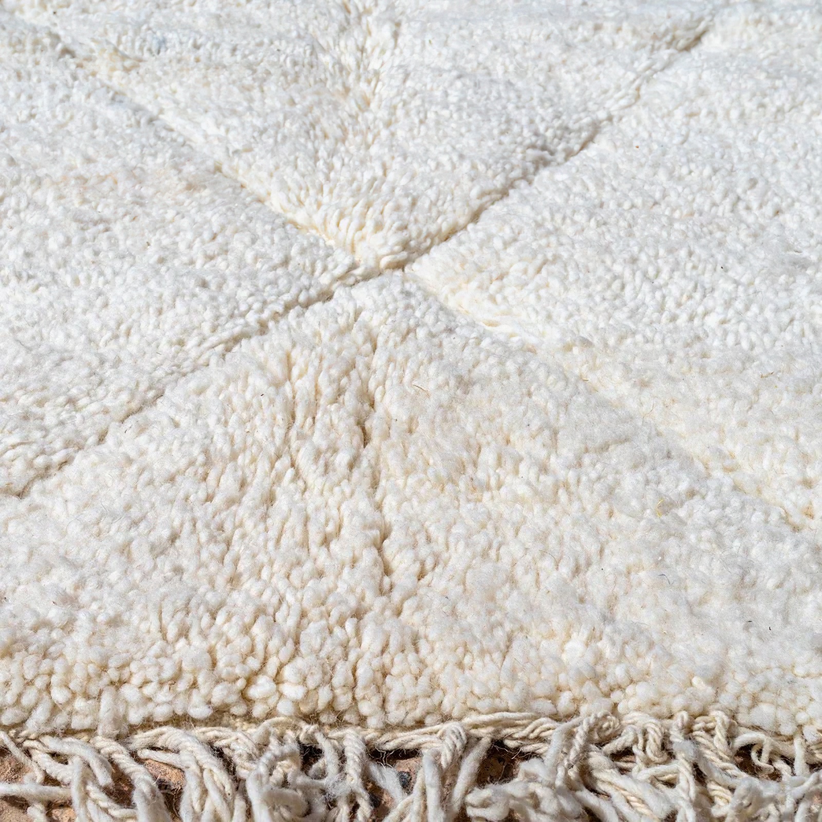 Moroccan custom rug from Beni Ourain, Wool and Thread, White