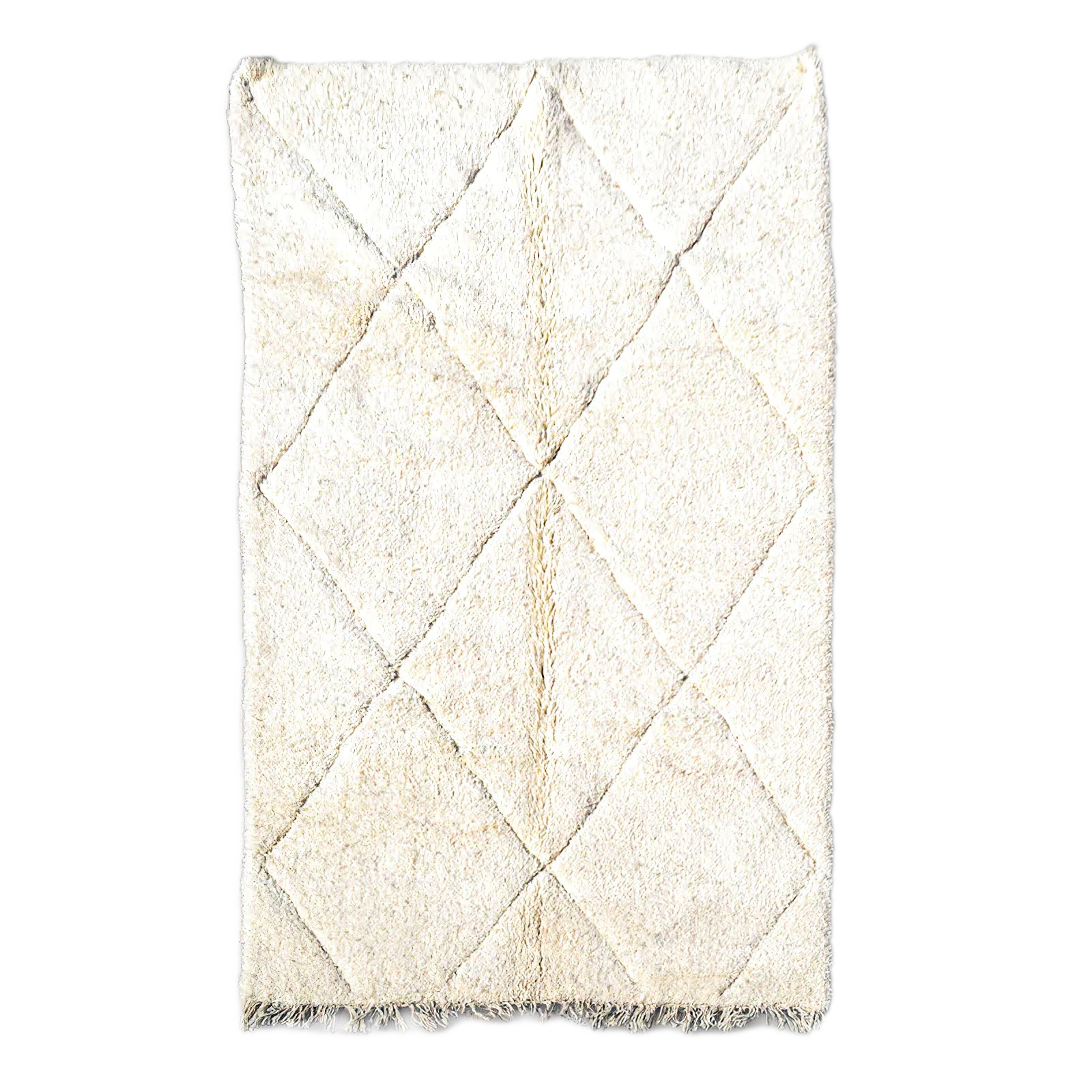 Moroccan custom rug from Beni Ourain, Wool and Thread, White