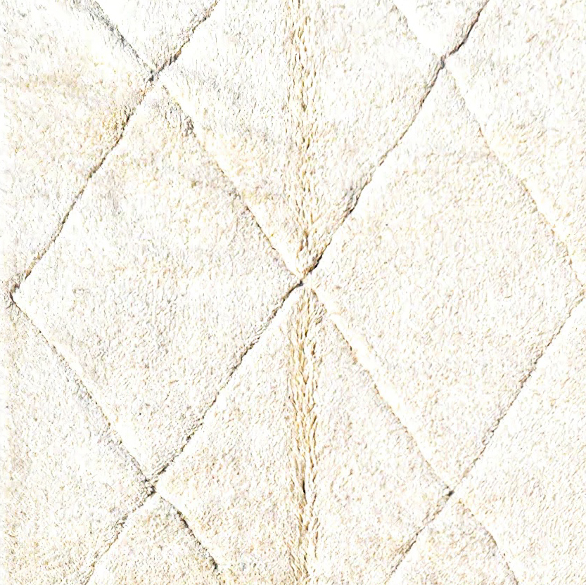 Moroccan custom rug from Beni Ourain, Wool and Thread, White