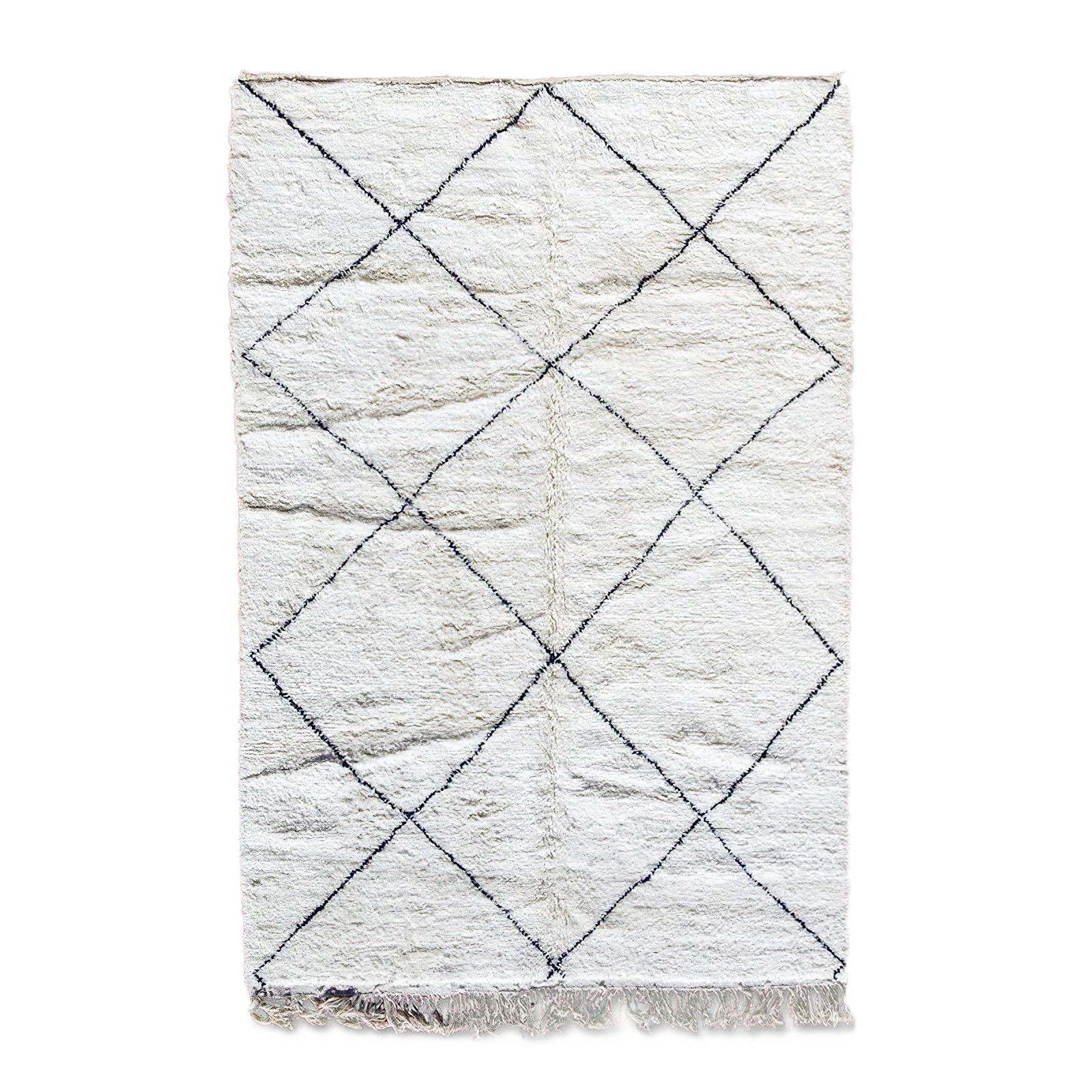 Moroccan custom rug from Beni Ourain, Wool and Thread, White