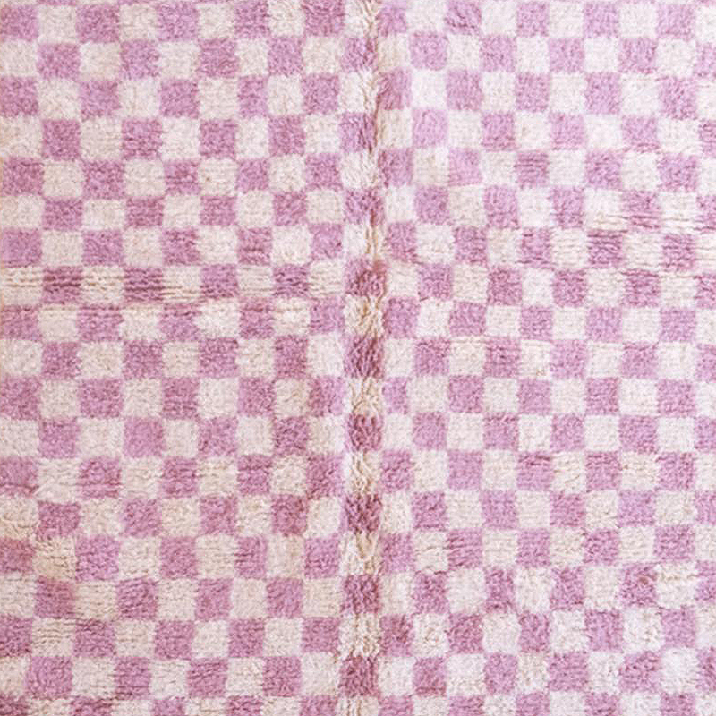 Moroccan custom rug from Beni Ourain, Wool and Thread, Pink