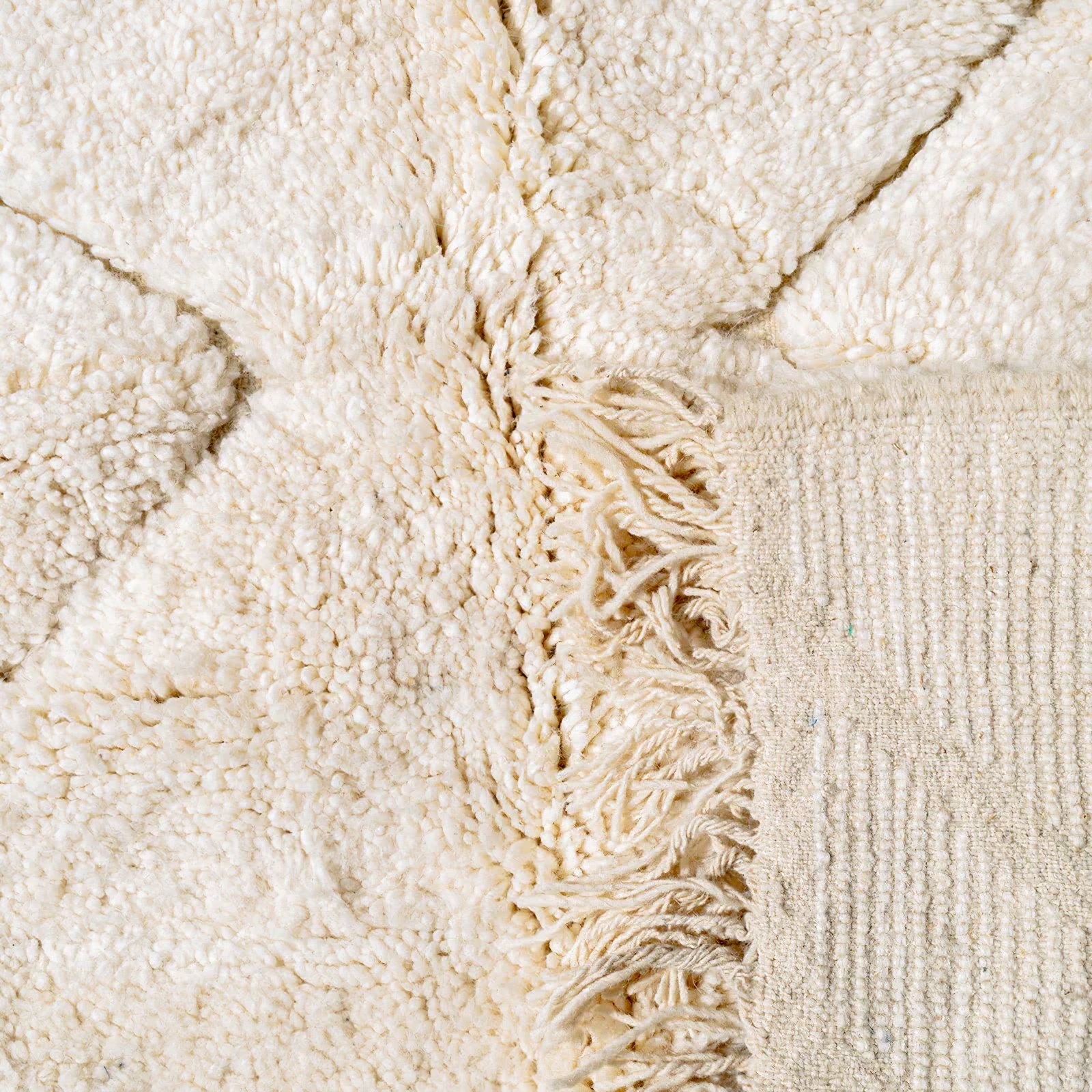 Moroccan custom rug from Beni Ourain, Wool and Thread, White