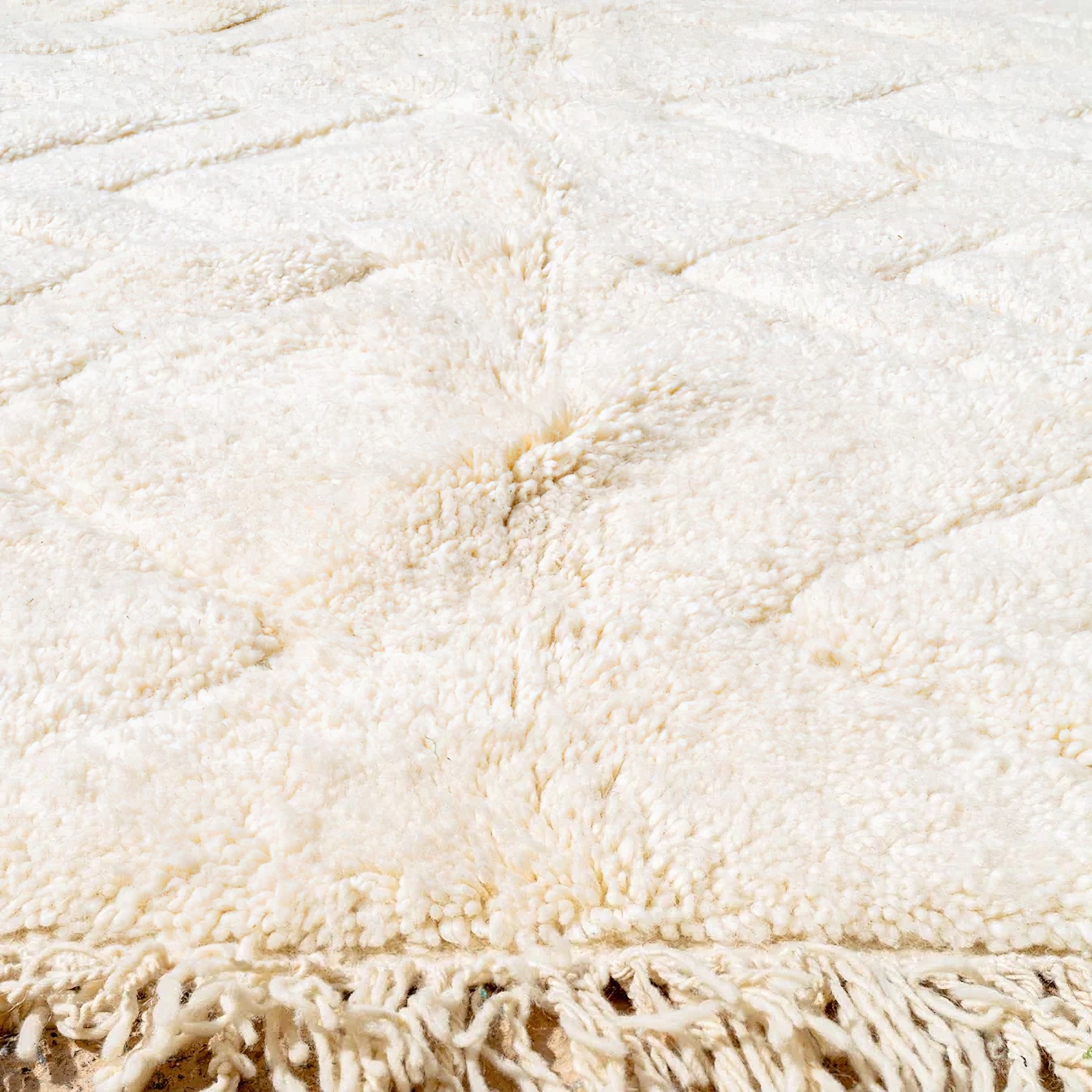 Moroccan custom rug from Beni Ourain, Wool and Thread, White