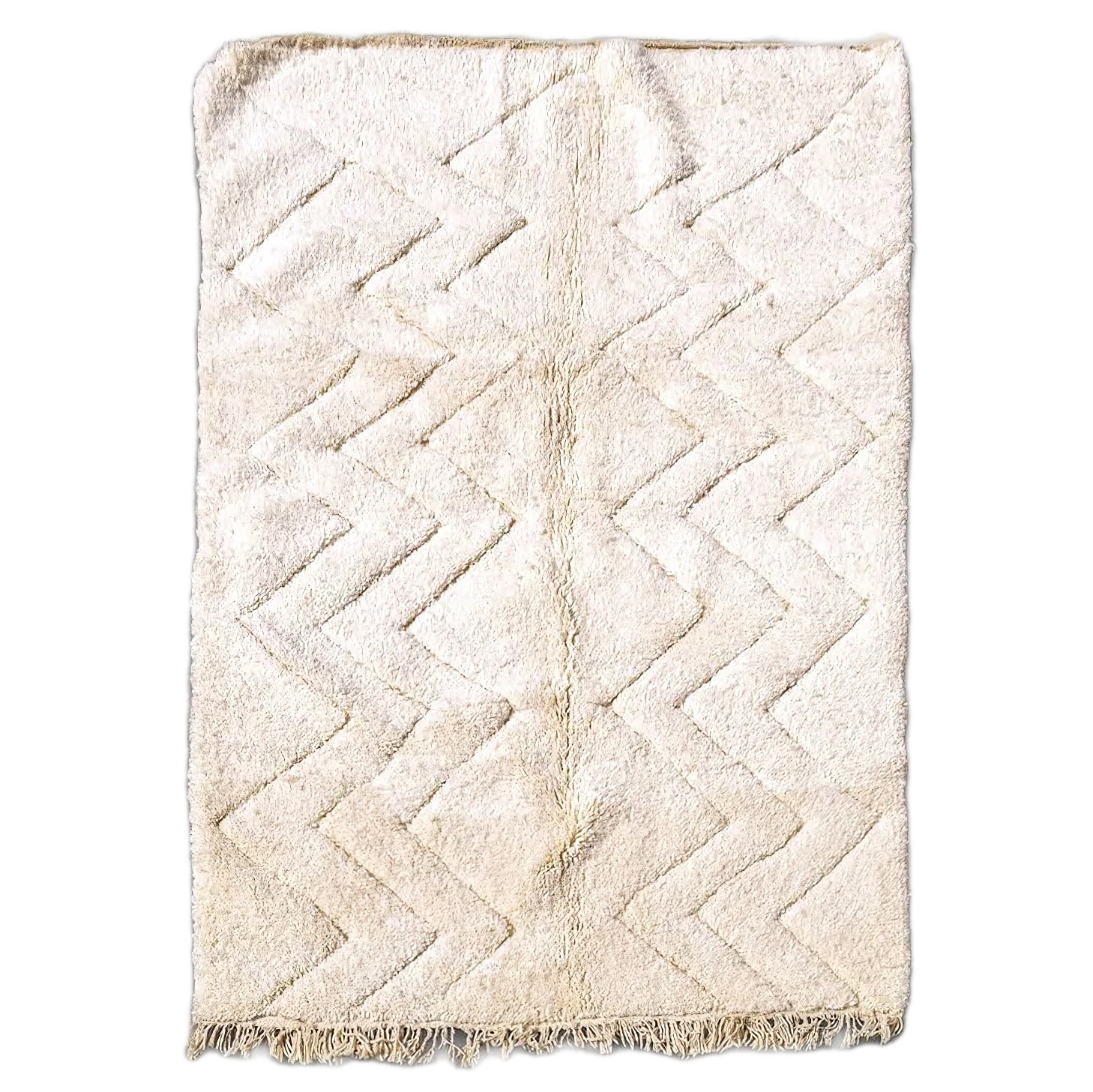 Moroccan custom rug from Beni Ourain, Wool and Thread, White