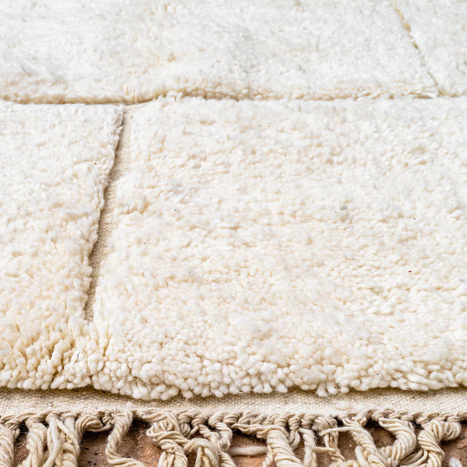 Moroccan custom rug from Beni Ourain, Wool and Thread, White