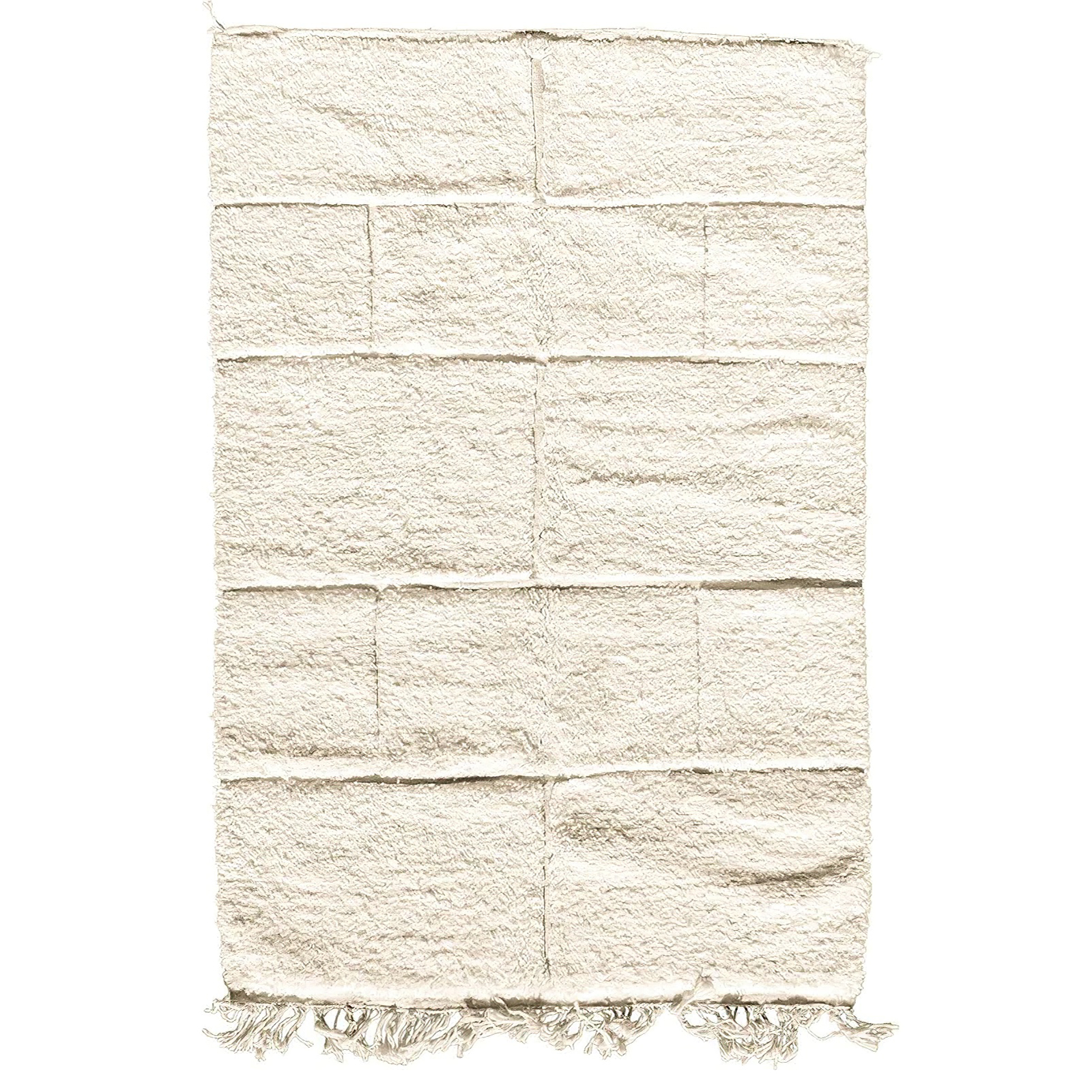 Moroccan custom rug from Beni Ourain, Wool and Thread, White