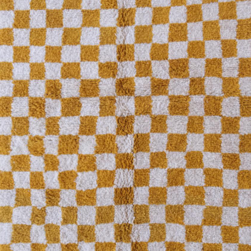 Moroccan custom rug from Beni Ourain, Wool and Thread, Yellow