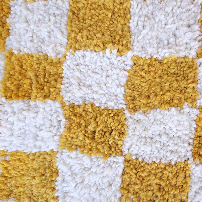 Moroccan custom rug from Beni Ourain, Wool and Thread, Yellow