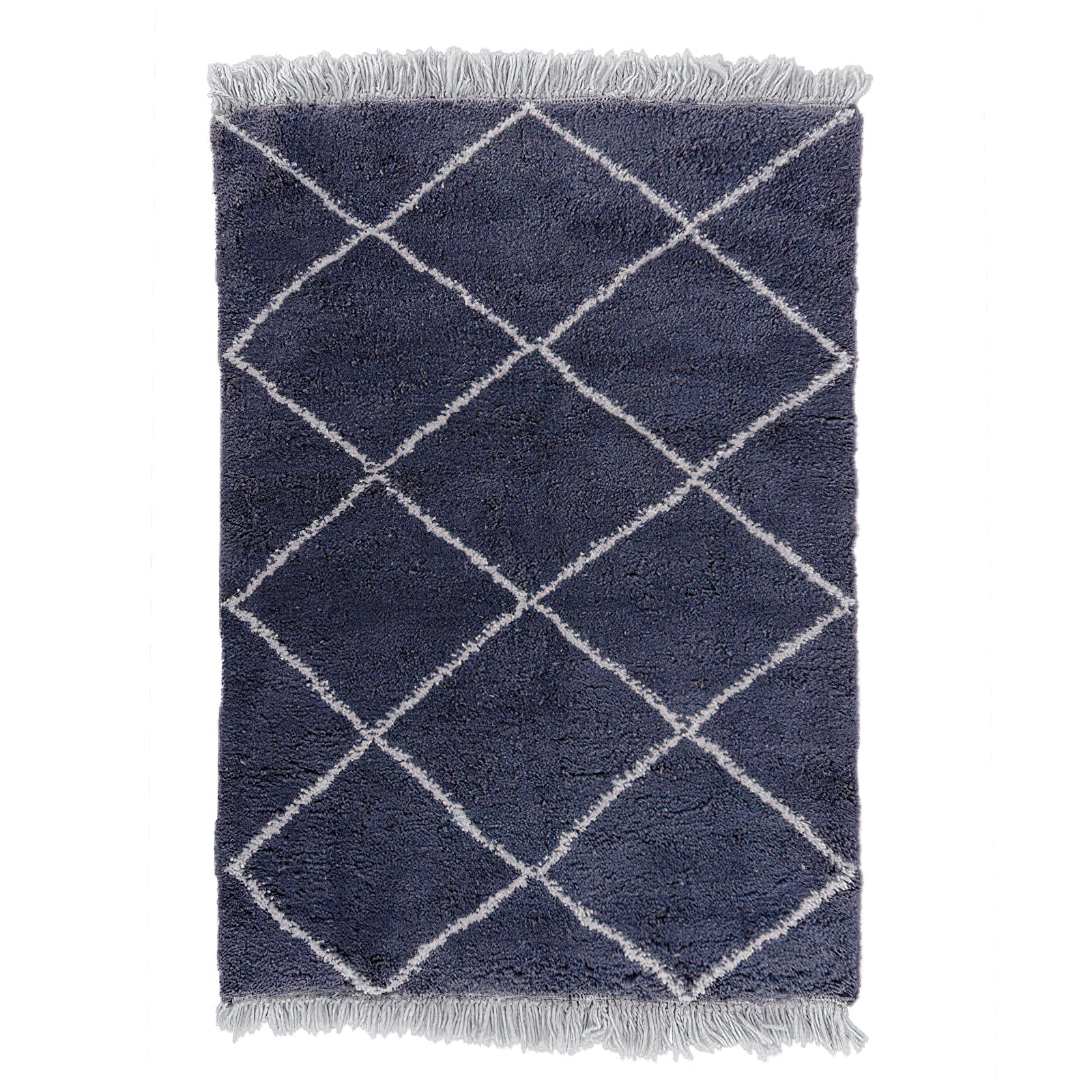 Moroccan custom rug from Beni Ourain, Wool and Thread, Blue